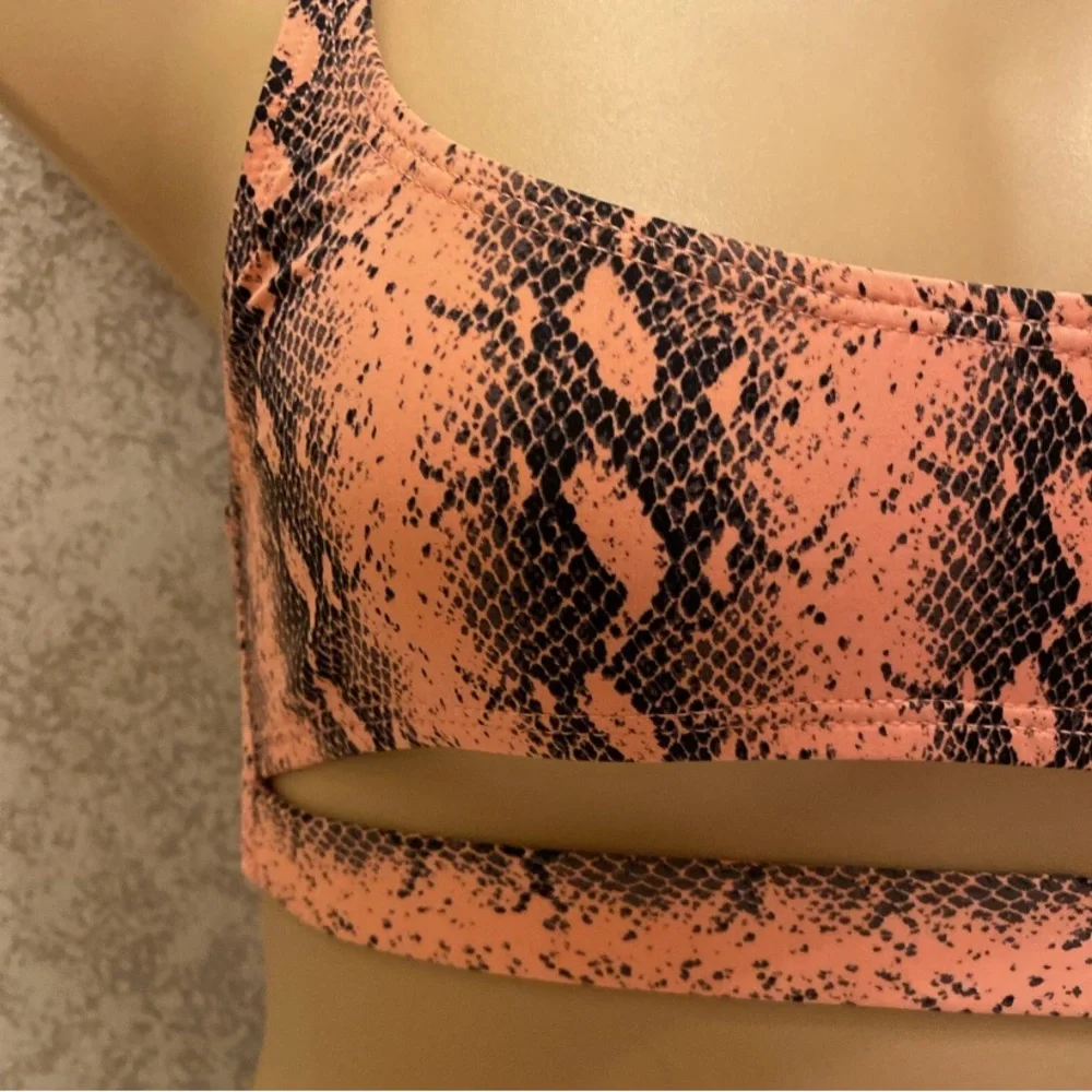 Snake Print Bikini Top and Black Bottom Set